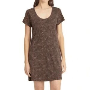 Sanctuary Women's size XL Brown black Leopard print scoop neck T-shirt dress